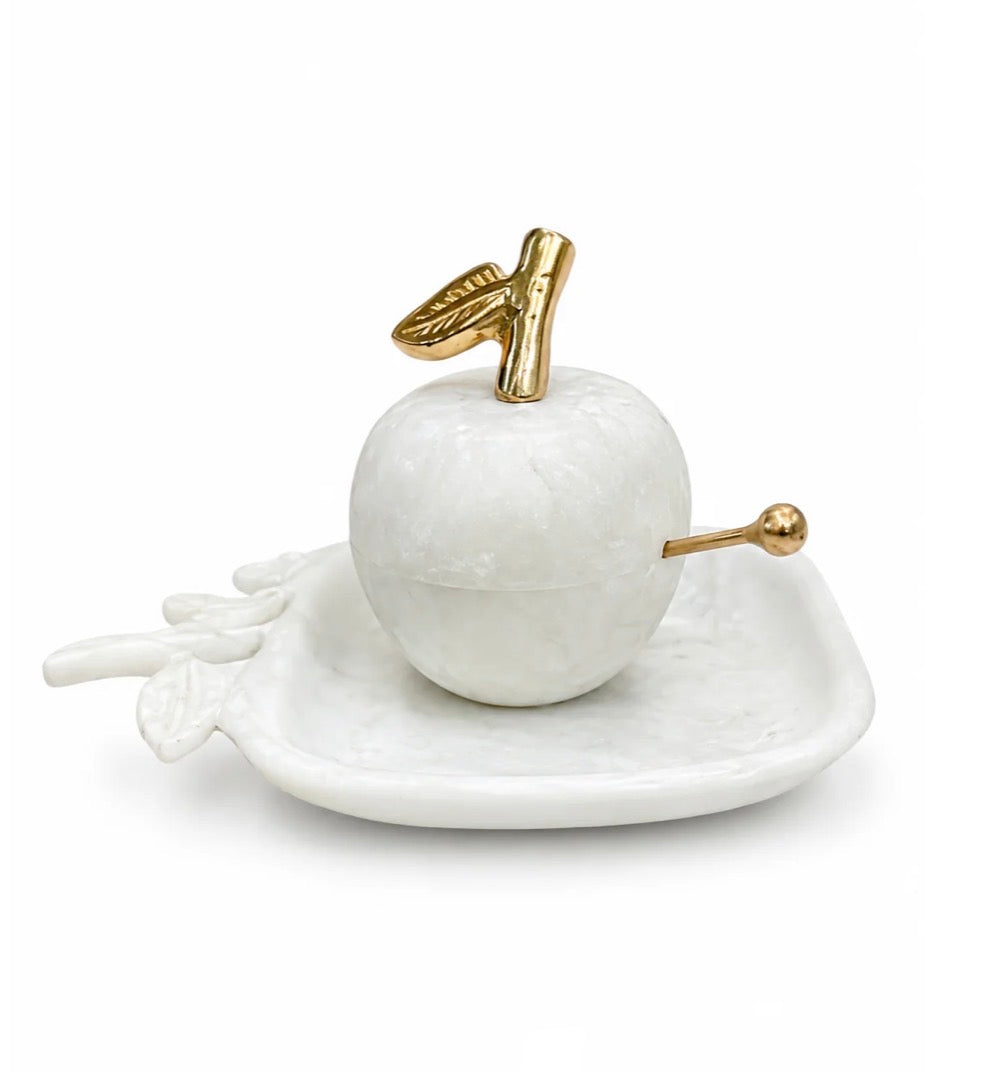 Resin Apple Honey Dish and Tray