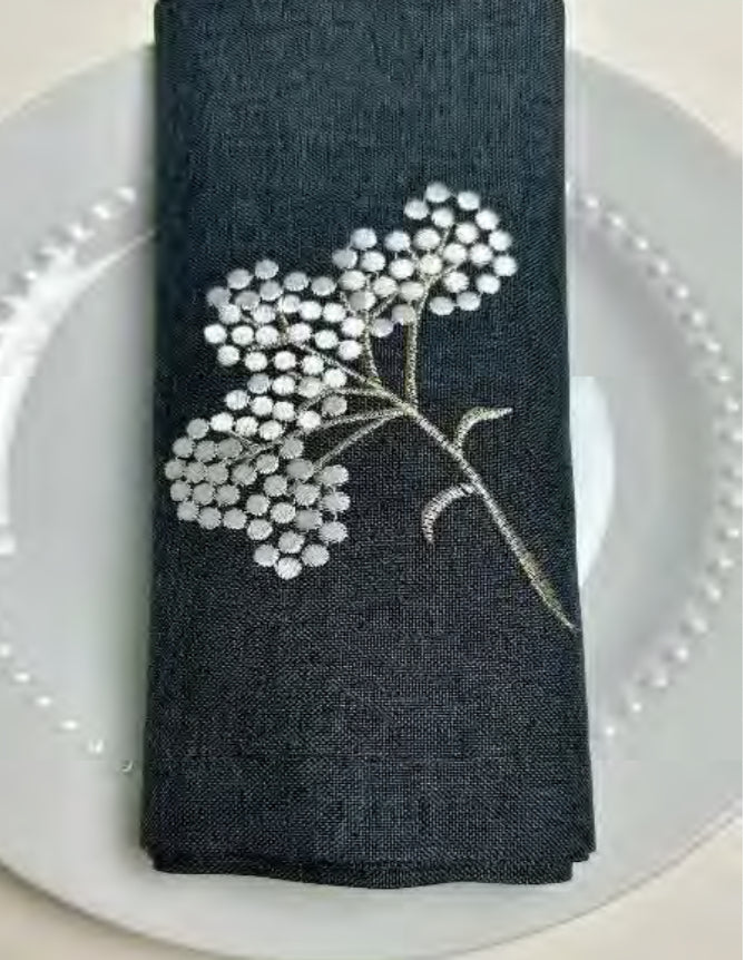 Gray Flower Linen Spill Proof Tablecloth
