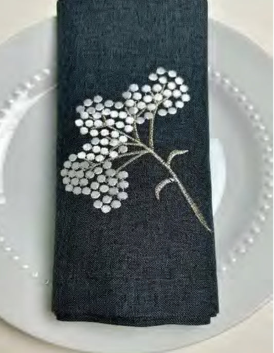 Gray Flower Linen Spill Proof Tablecloth