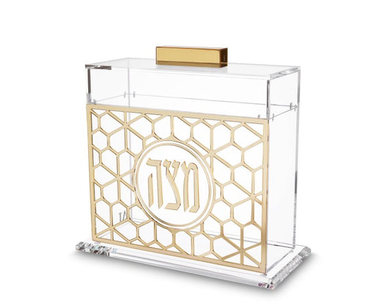 Lucite and Gold Trimmed Matza Box