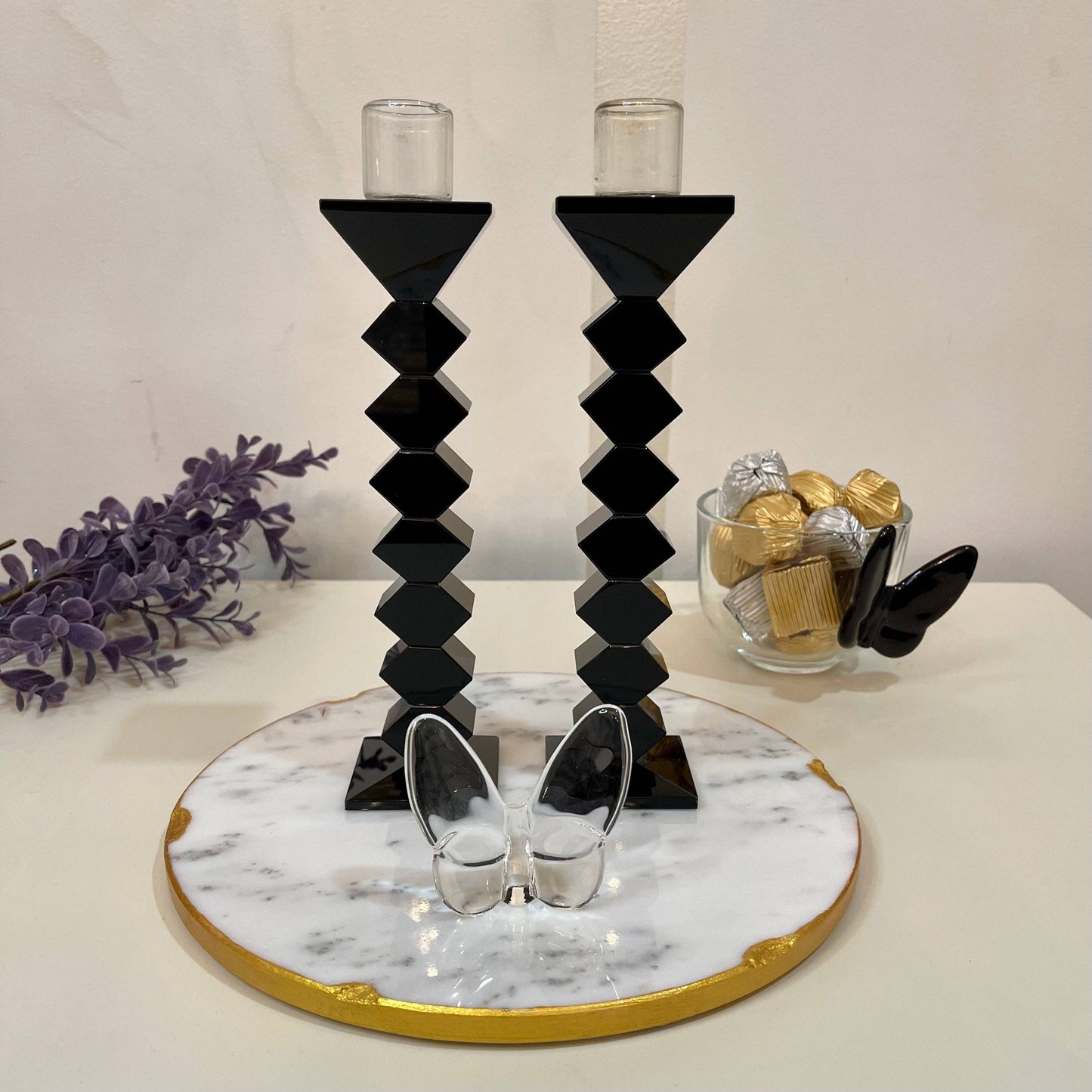 8.25" Zig Zag Crystal Candlesticks