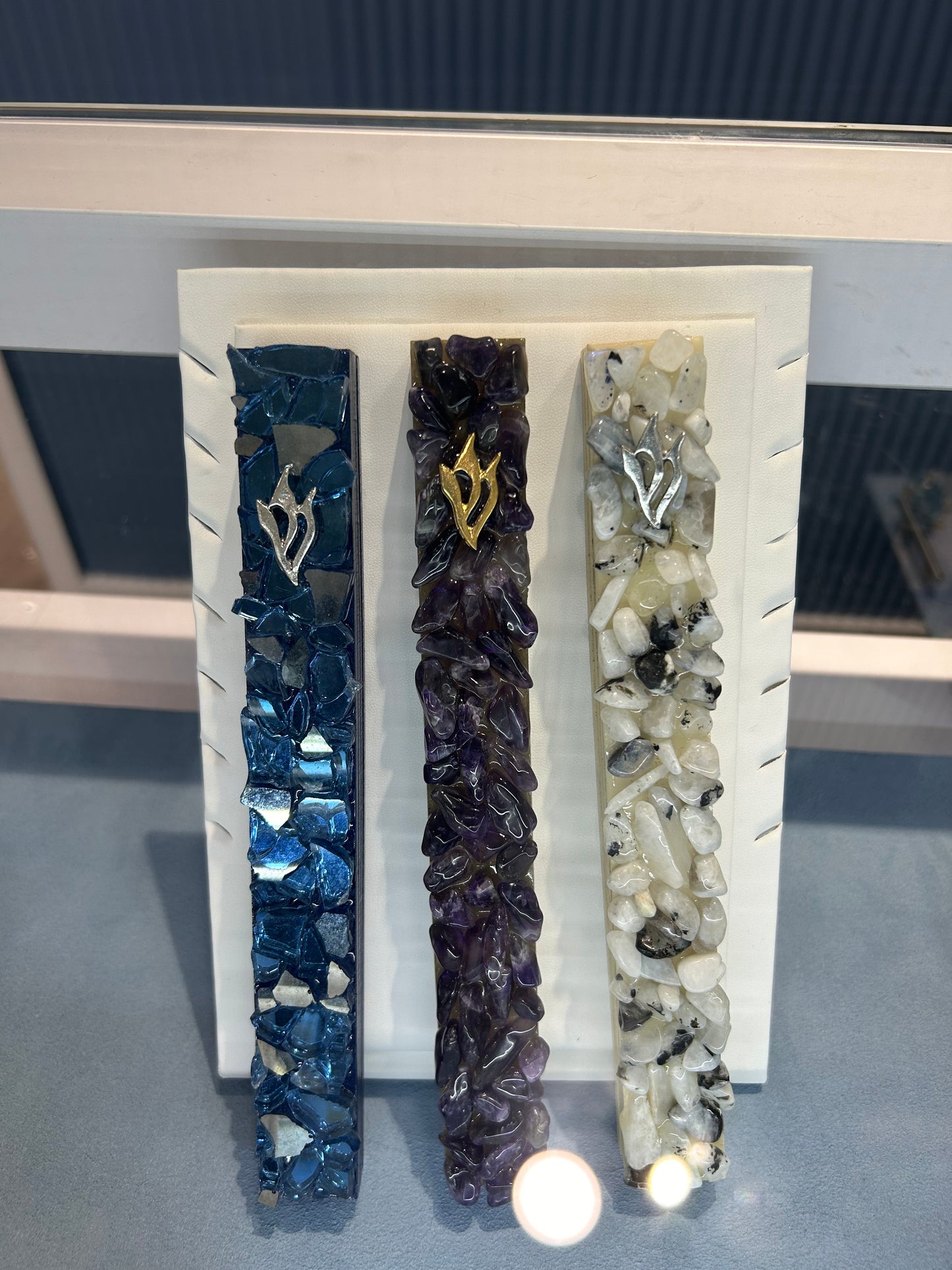 Large Mezuzah Case with Energy Crystal/Fire Glass - 8”