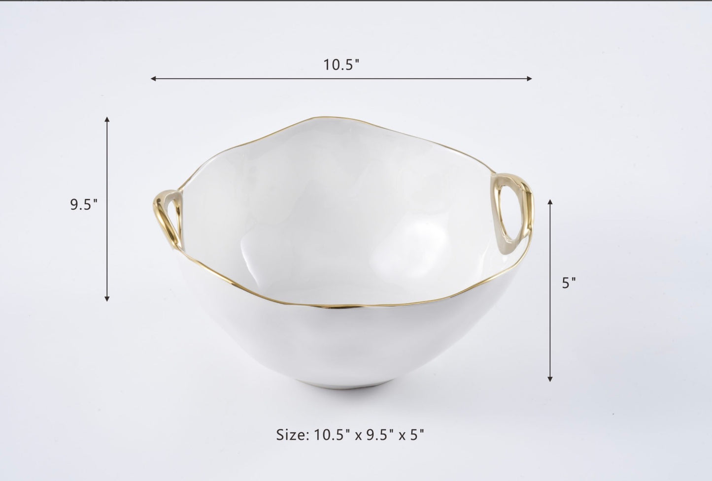 Large Round Bowl w/ Gold Handles