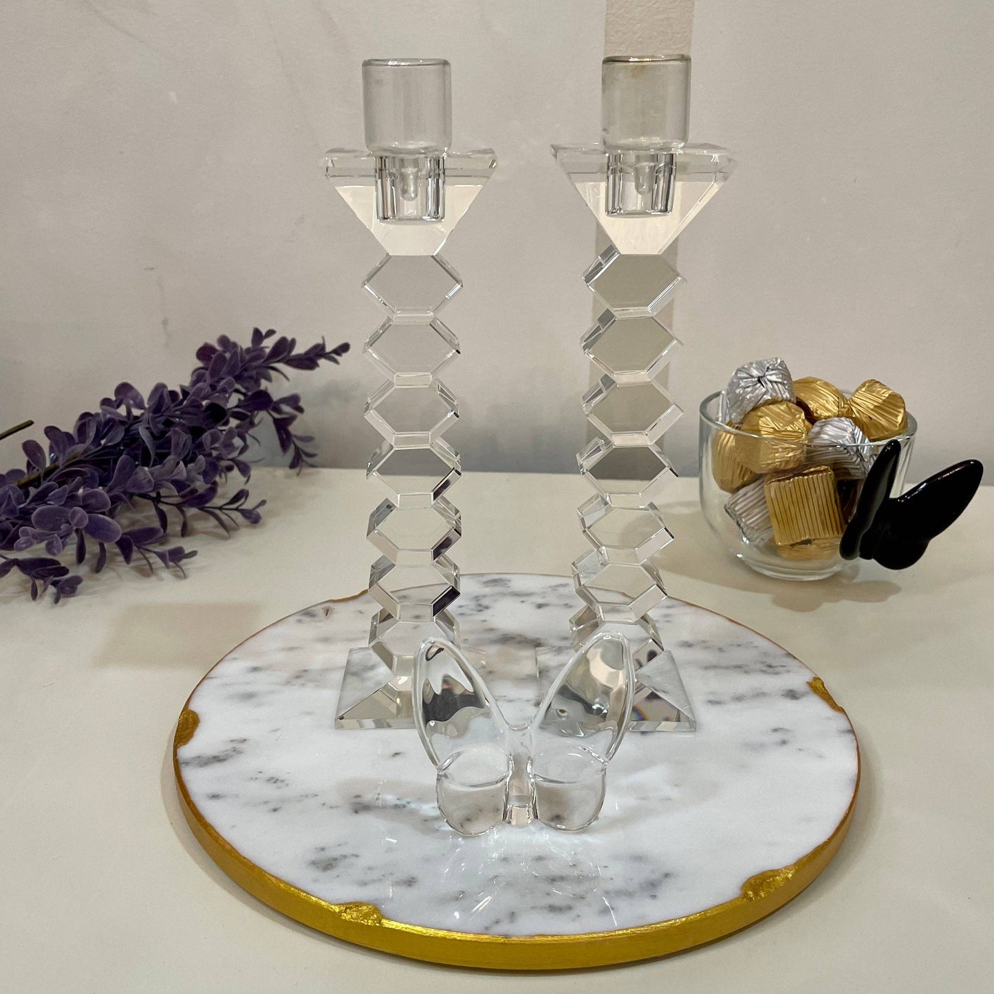 8.25" Zig Zag Crystal Candlesticks