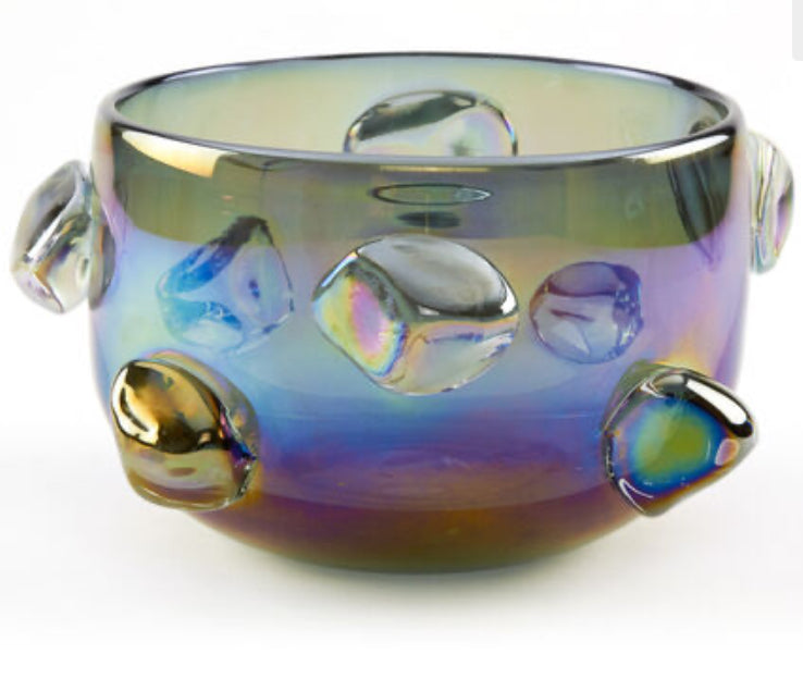 Hand Blown Ice design Glass Bowl