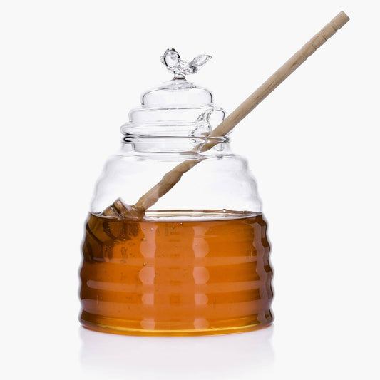 Beehive Honey Jar with Wooden Spoon