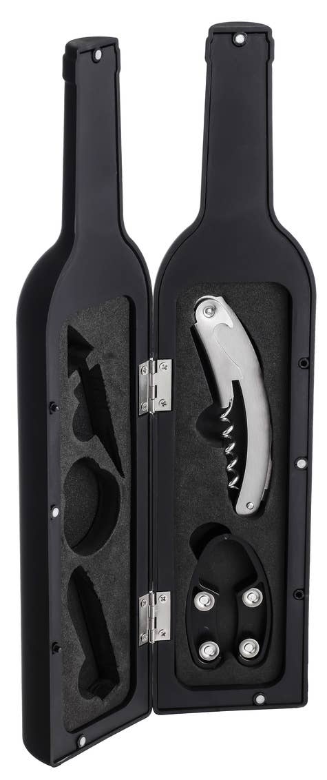 Six Piece Wine Bottle Bar Accessories Set - Gift Set