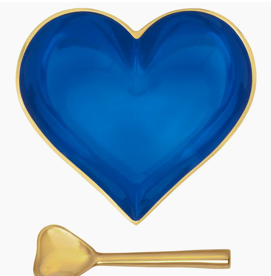 Sapphire and Gold Heart Dish w/ spoon