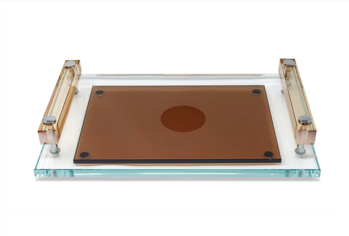 Glass Tray Amber and Smoke - sale