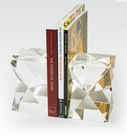 Crystal Diamond Cut Bookend Pair