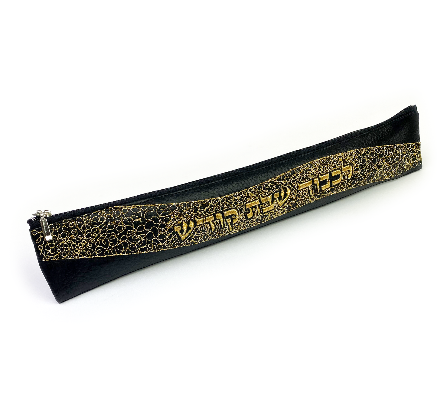 Black Leatherette Knife Case with Gold Embroidery