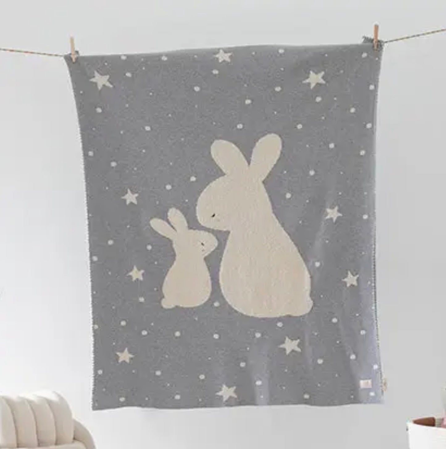 Mommy/Baby Bunny Organic Cotton Blanket