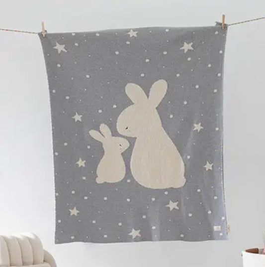 Mommy/Baby Bunny Organic Cotton Blanket