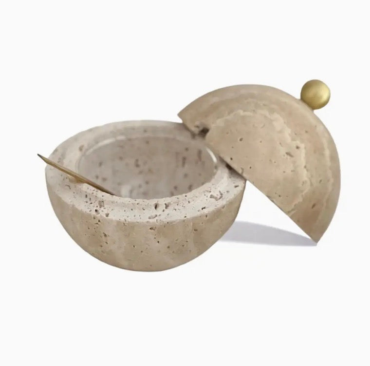 Marble Salt Dish with Spoon