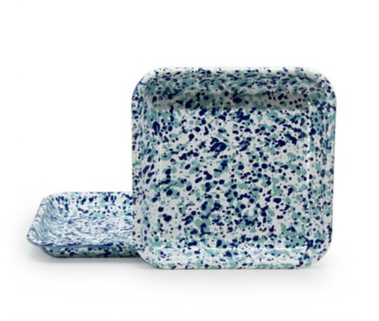Enamel Square Tray - Ocean Swirl