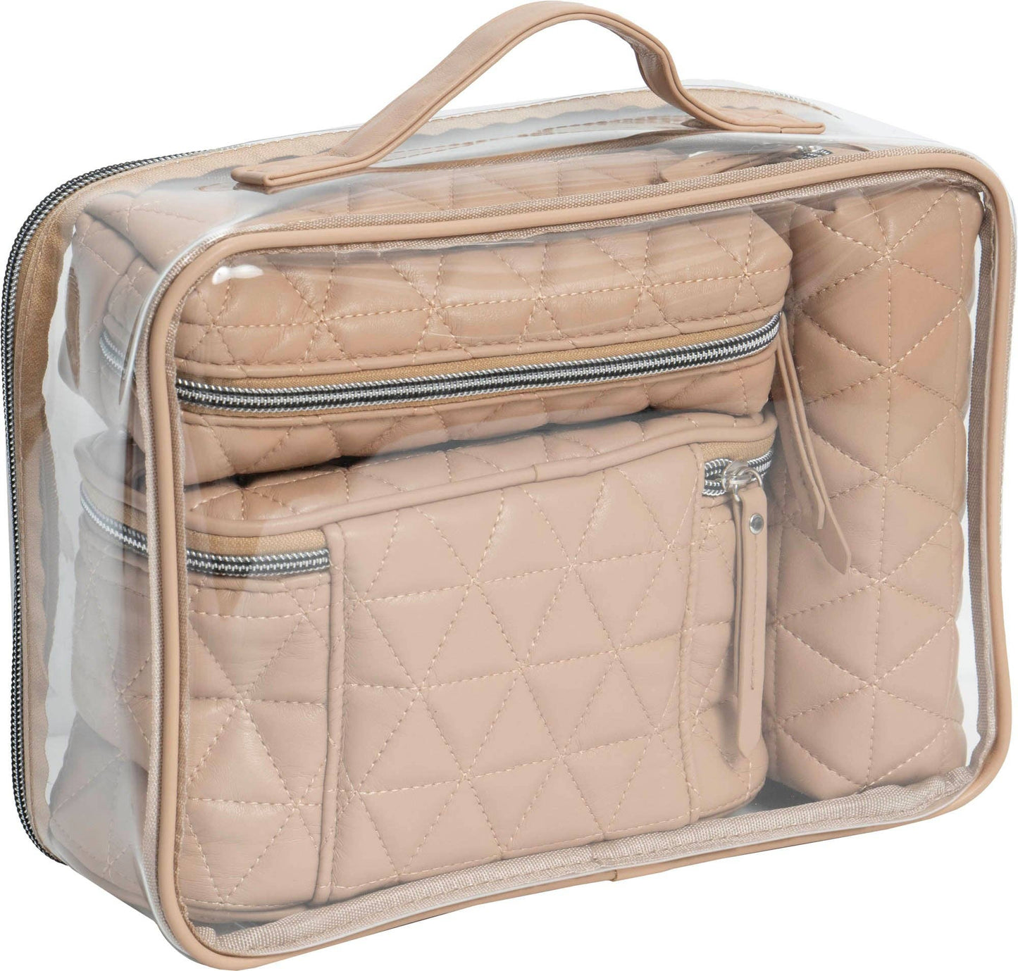 Quilted 4 Piece Cosmetic Bag Set