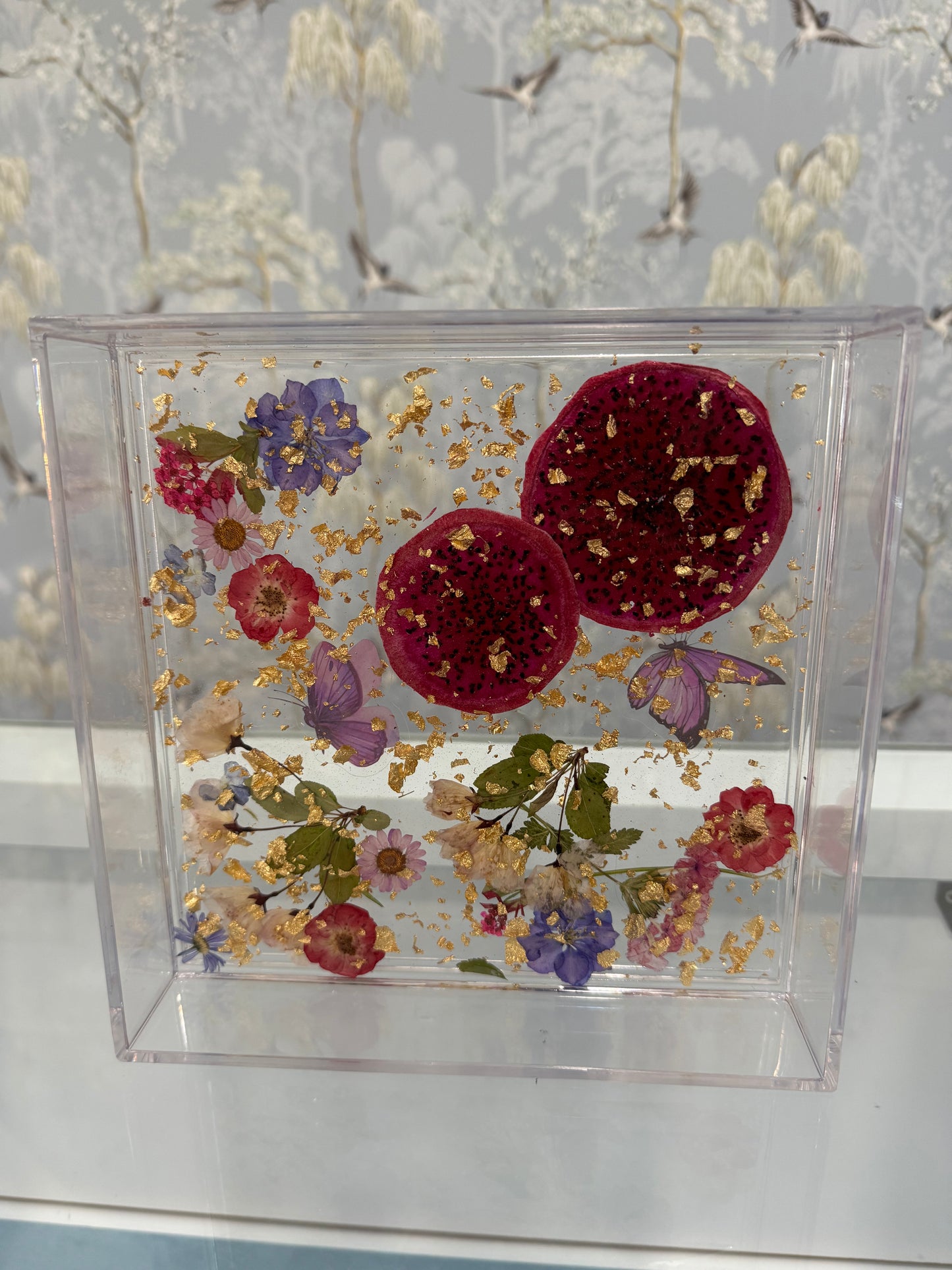 Floral Resin Art Tray - small