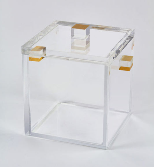 Lucite Clear Ice Bucket w/ gold accent