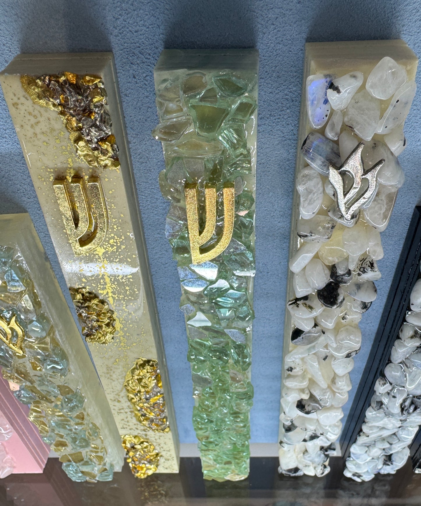 Large Mezuzah Case with Energy Crystal/Fire Glass - 8”