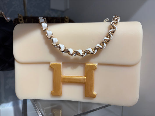 Cream/Gold H Candle