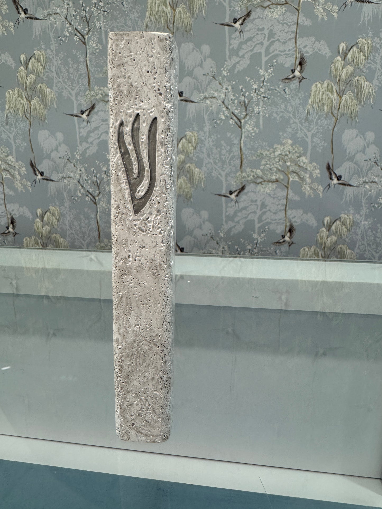 White Polyresin Stone Finish Mezuza