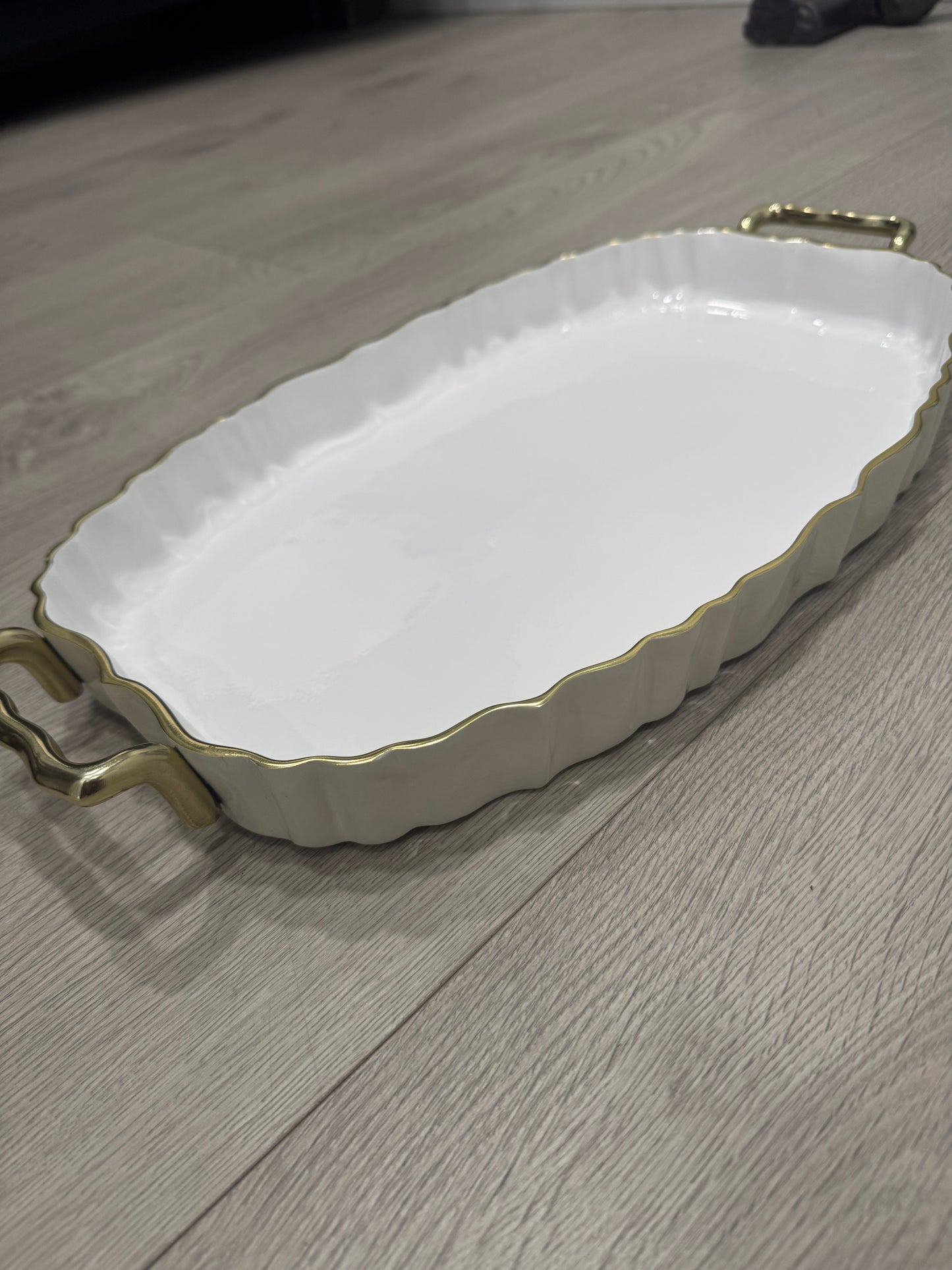 Beatriz Ball Fluted Oval Serving Tray w/ Handles