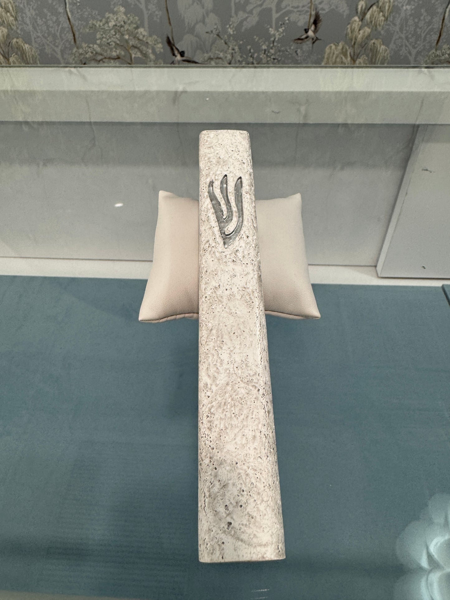 White Polyresin Stone Finish Mezuza
