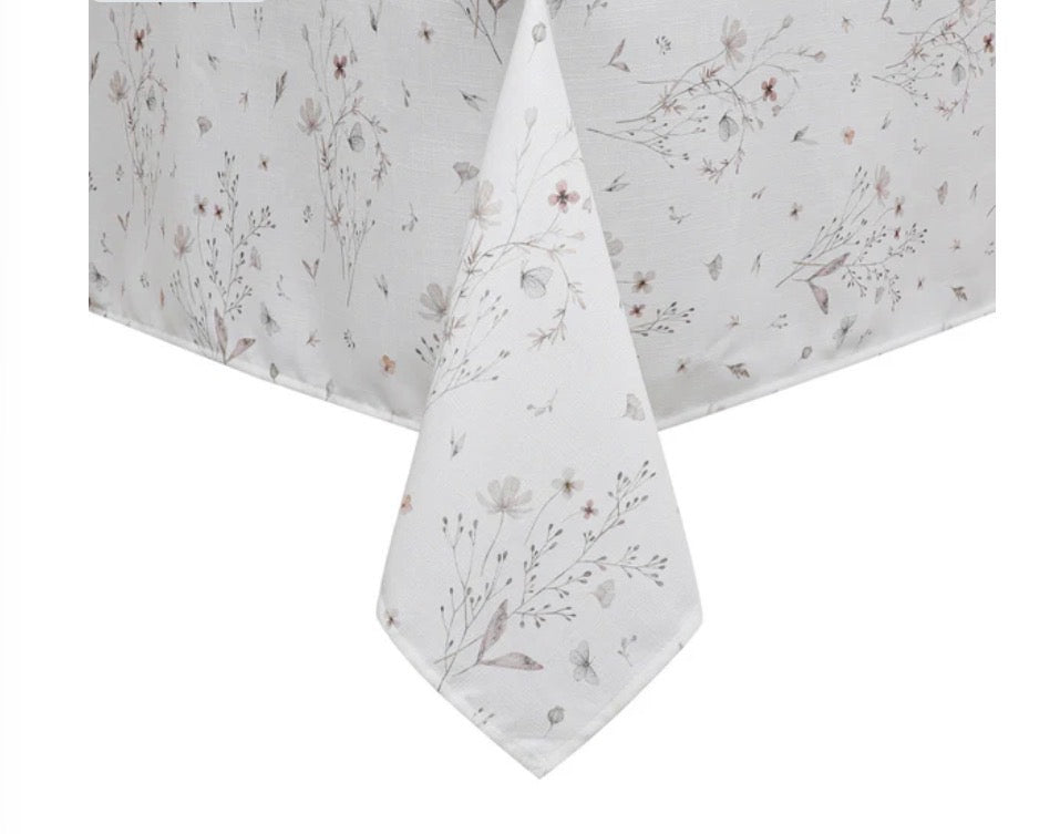 Floral Linen Look Washable Tablecloths