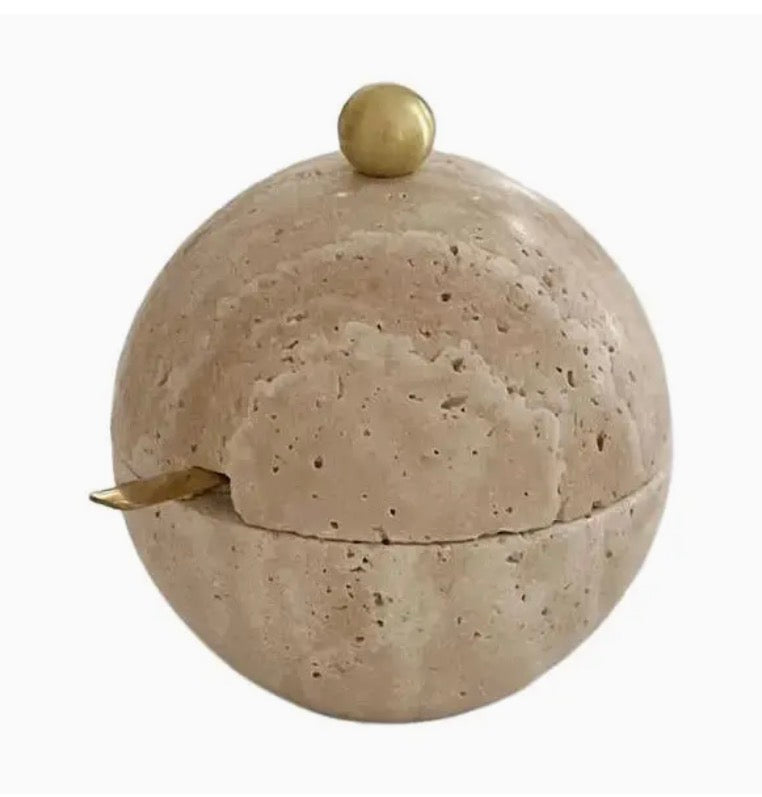 Marble Salt Dish with Spoon