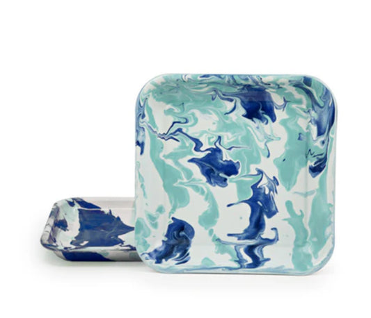Enamel Square Trays - Lagoon
