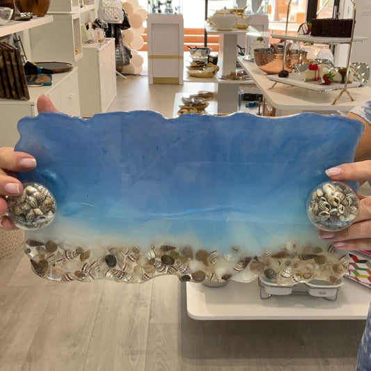 Beachy Seashell Epoxy Tray - small