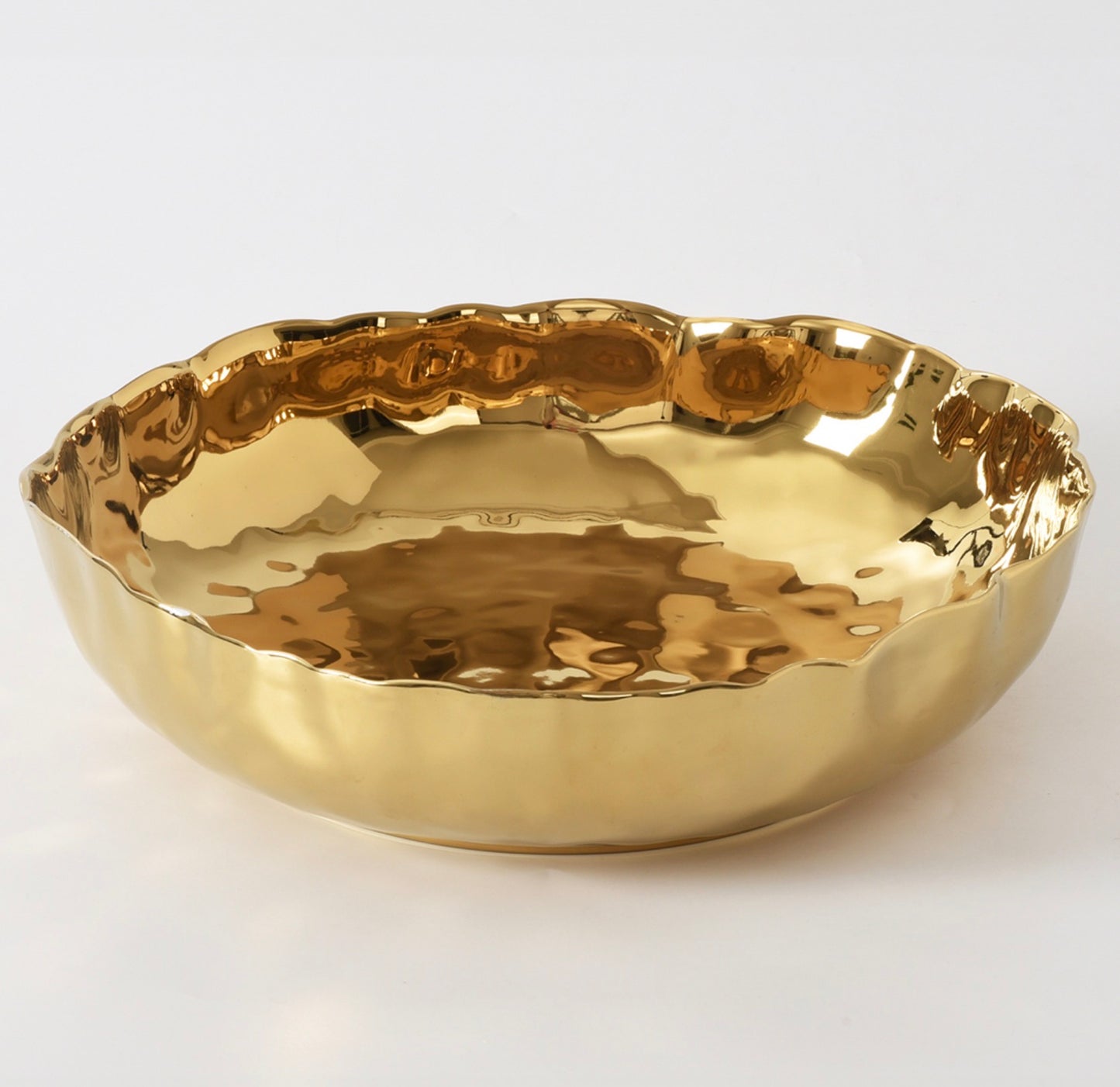 Extra Large Gold Shallow Bowl