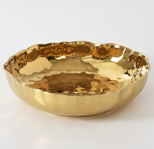 Extra Large Gold Shallow Bowl