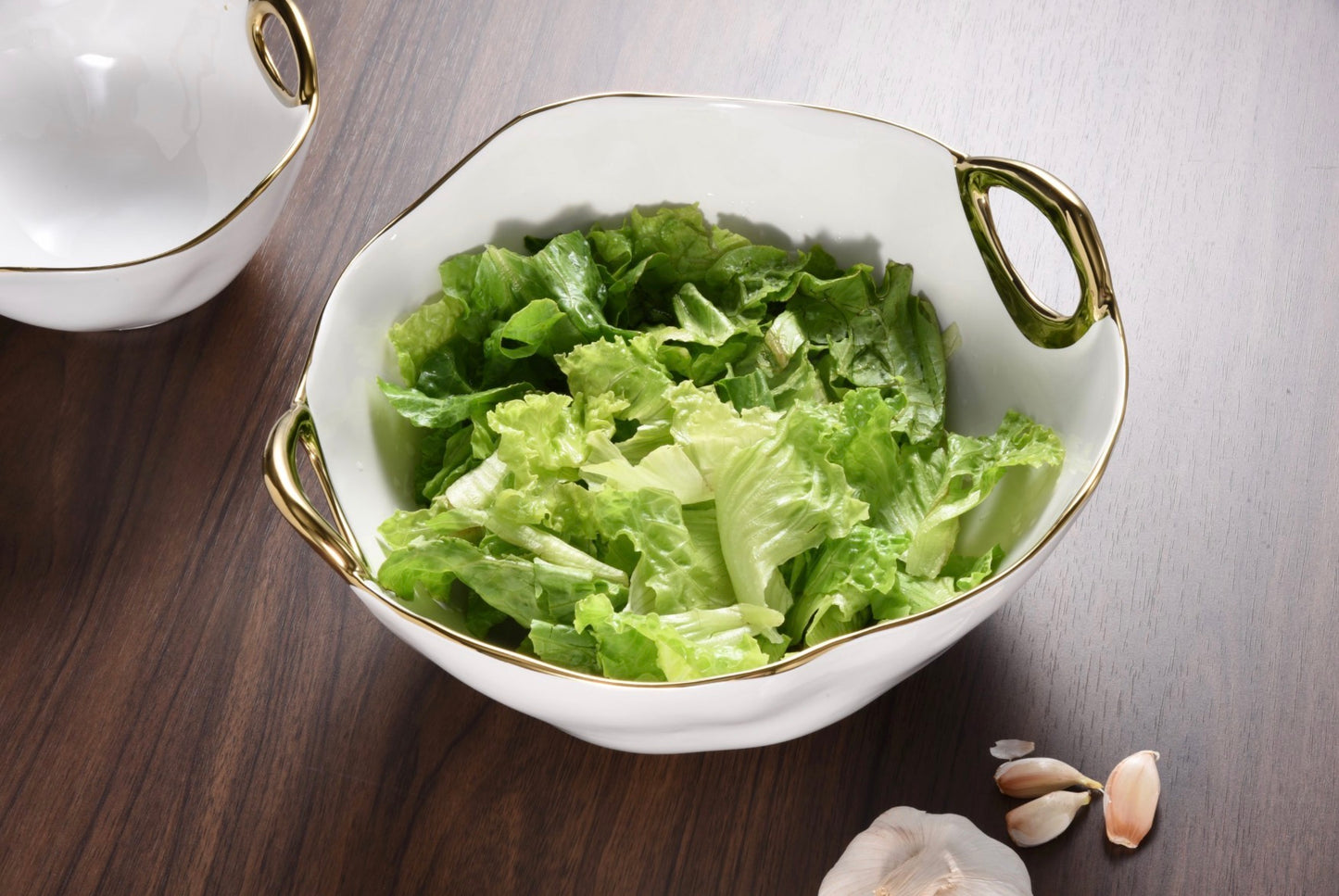 Large Round Bowl w/ Gold Handles