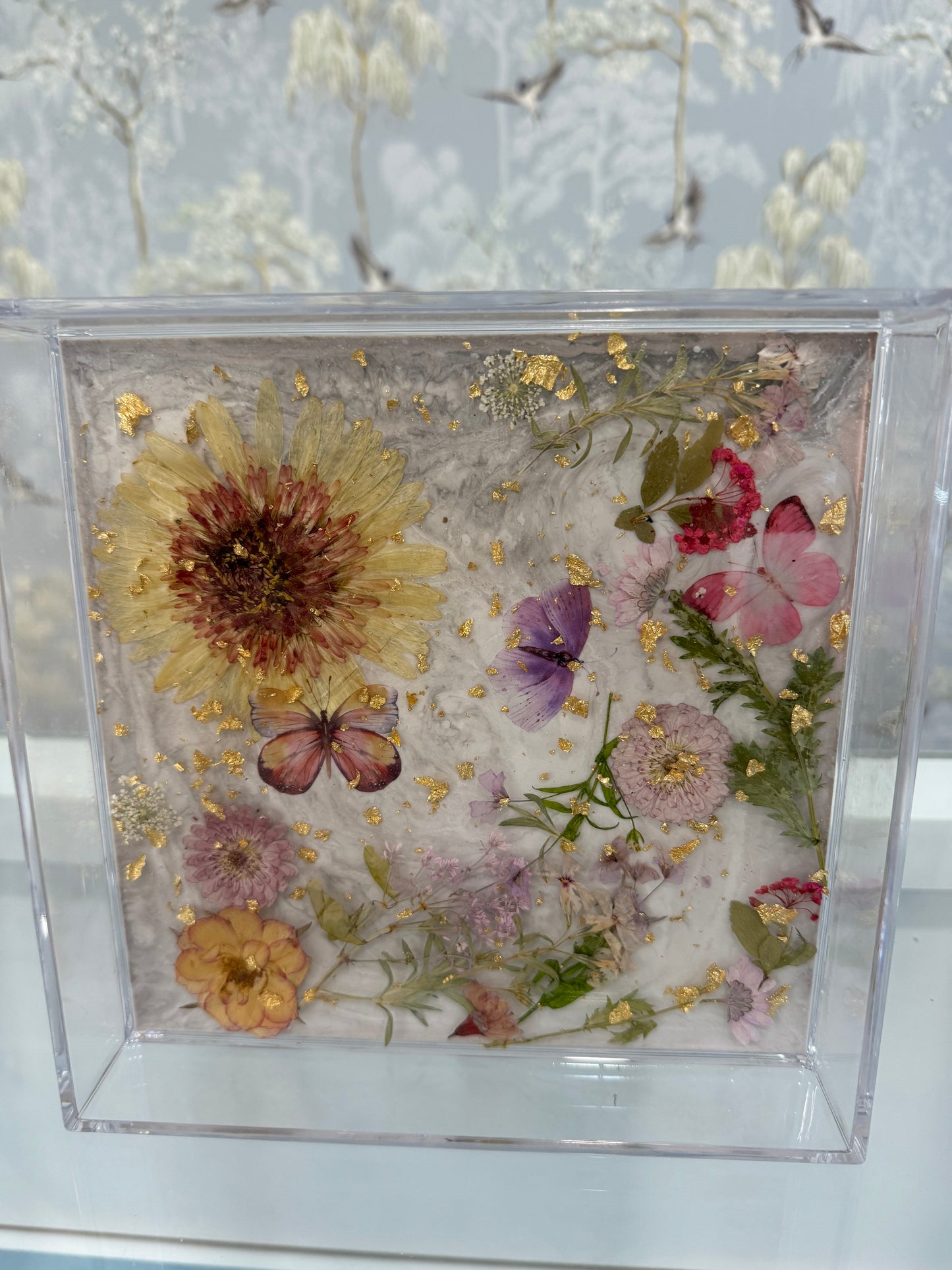 Floral Resin Art Tray - small