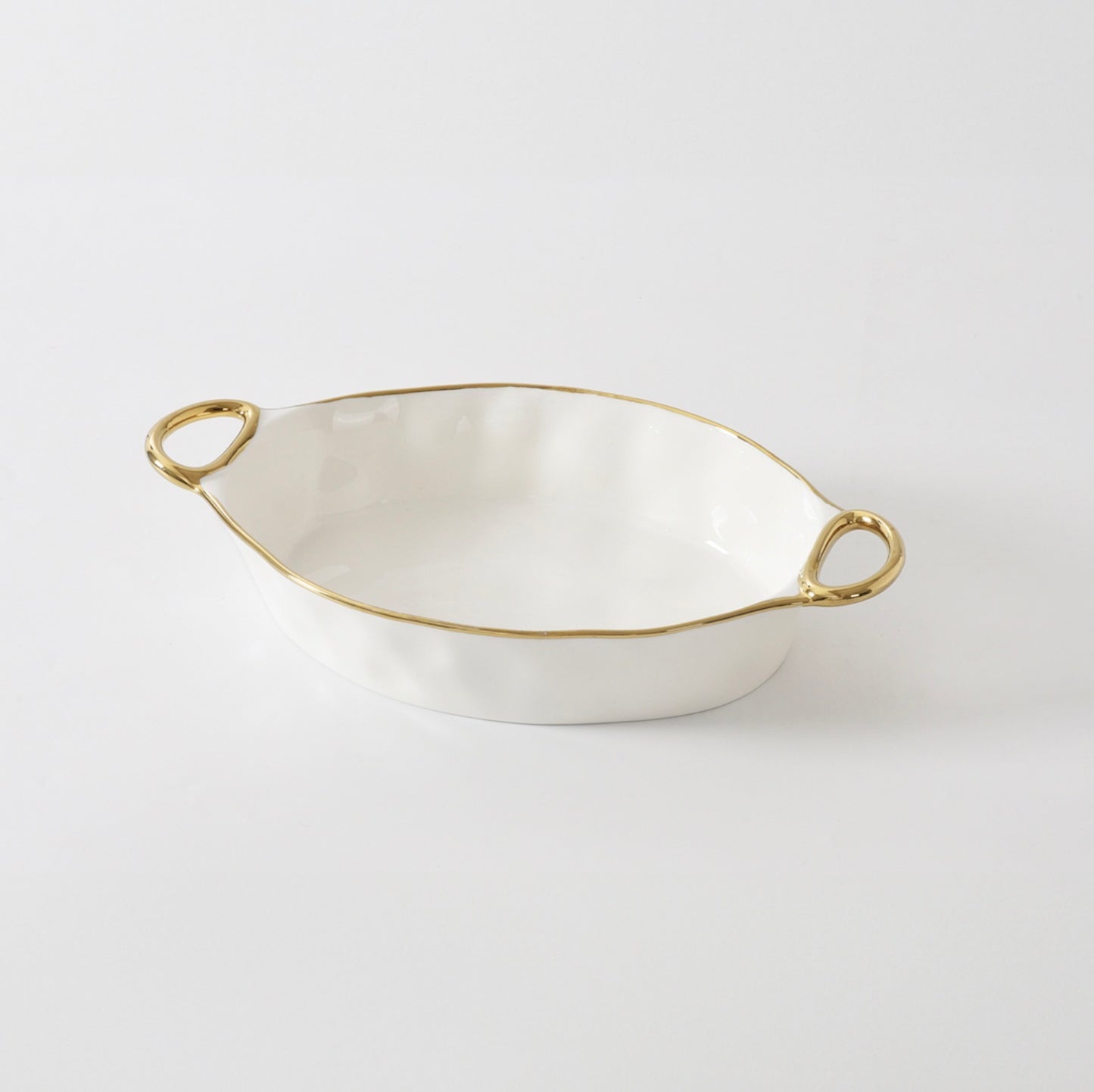 Oval Baking Dish w/ Gold Handles