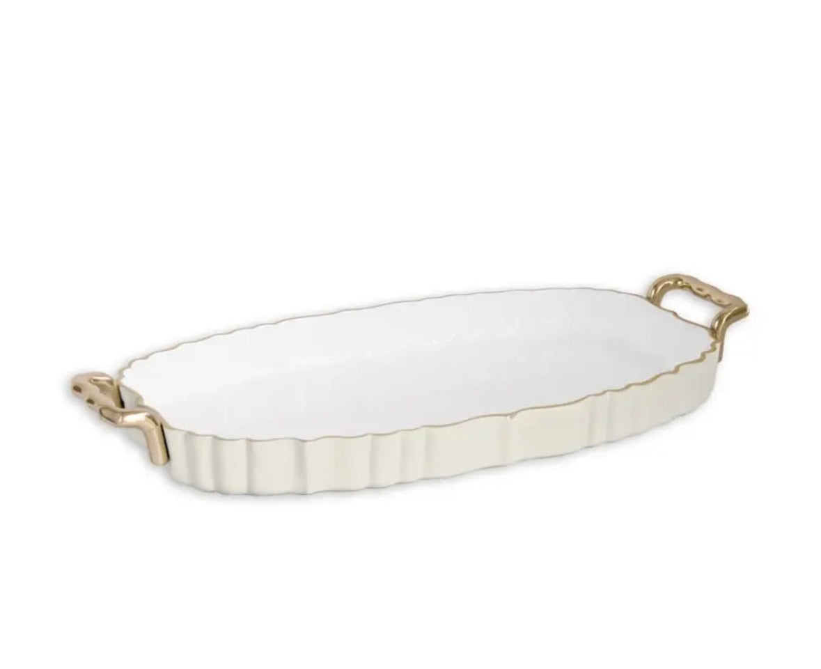 Beatriz Ball Fluted Oval Serving Tray w/ Handles