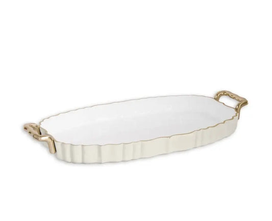 Beatriz Ball Fluted Oval Serving Tray w/ Handles