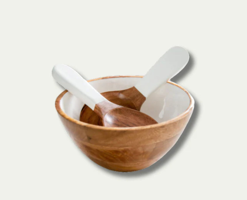 Acacia Wood Salad Bowl Set