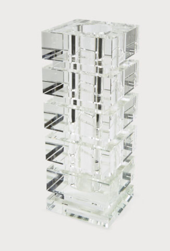 Crystal Block Stepped Art Vase - Tall