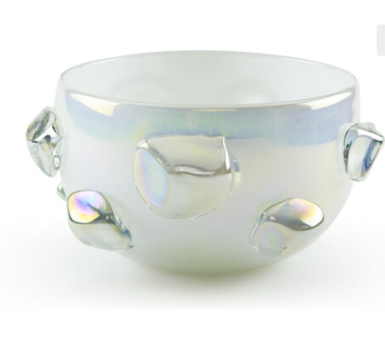 Hand Blown Ice design Glass Bowl