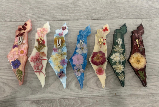 Israel shape Floral Mezuza