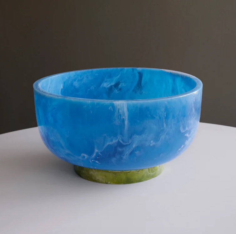 Beatriz Ball Resin Salad Bowl w/ Bubble Servers - Turquoise