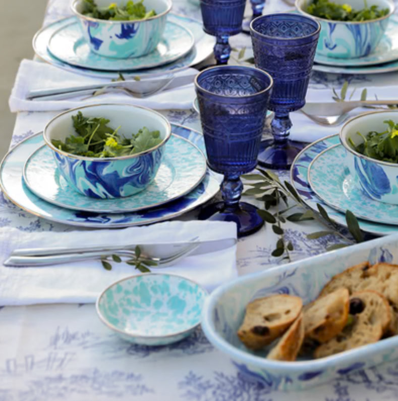 Enamel Oval Basket - Lagoon or White