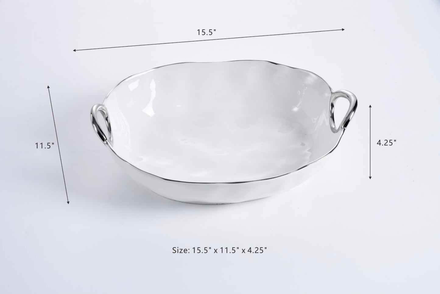 Deep Oval Server w/ Silver Handles