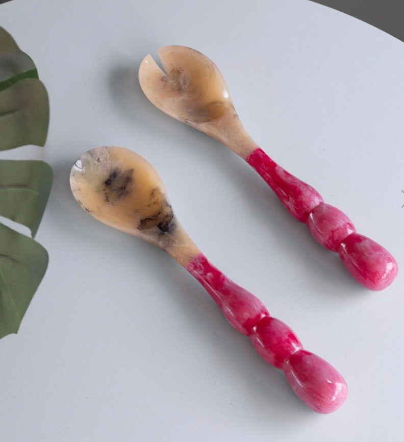 Resin Round Bowl w/ Base & Matching Bubble Servers