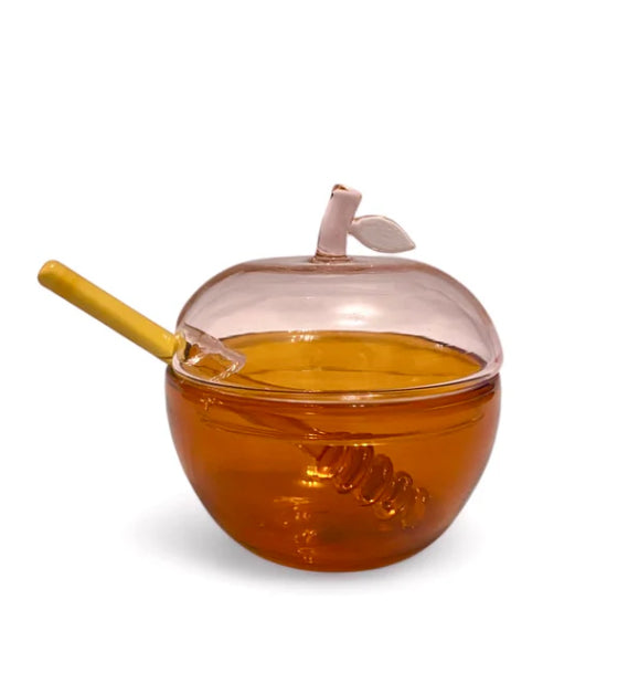 Petite Apple Glass Honey dish & Dauber