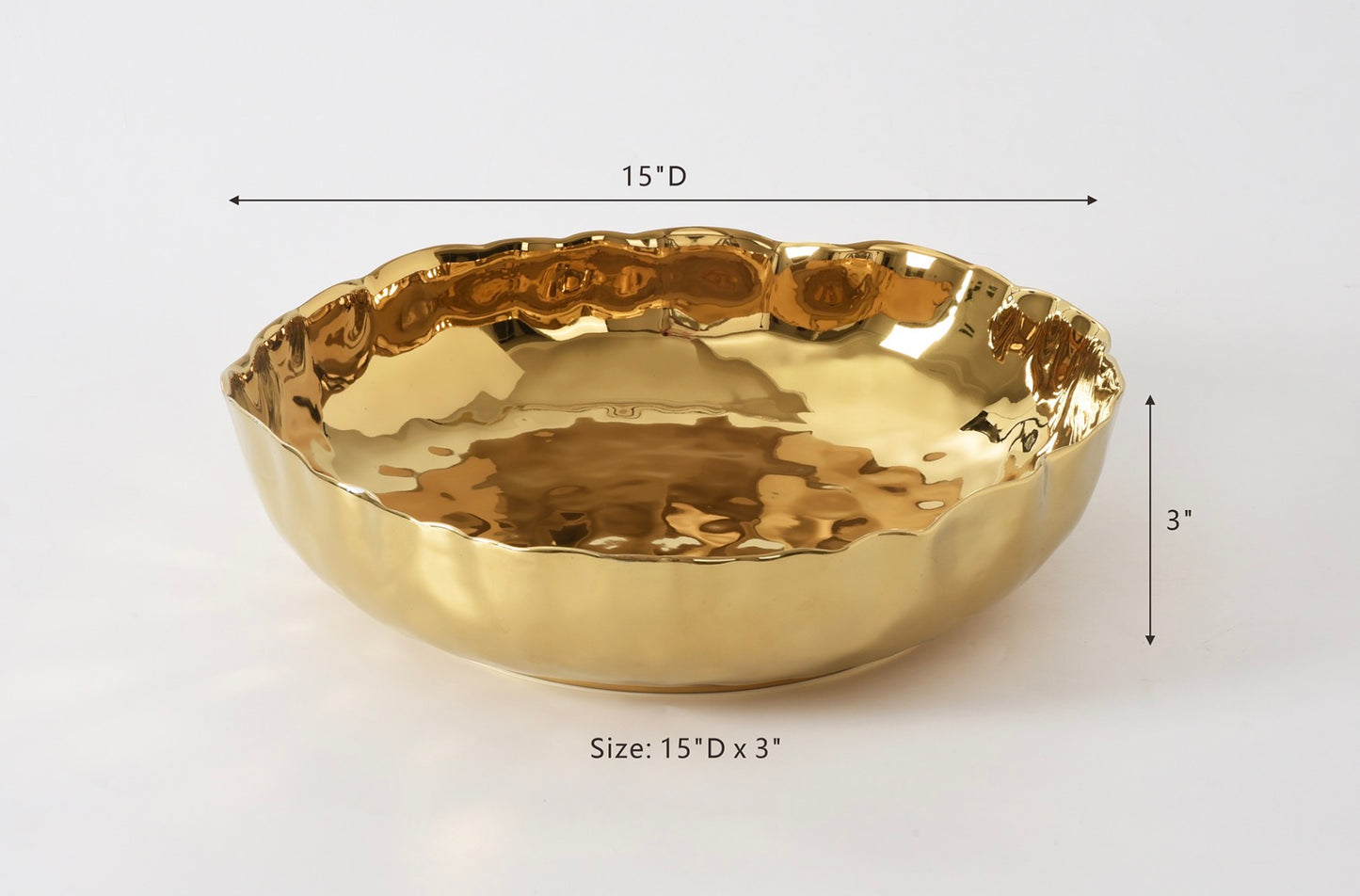 Extra Large Gold Shallow Bowl