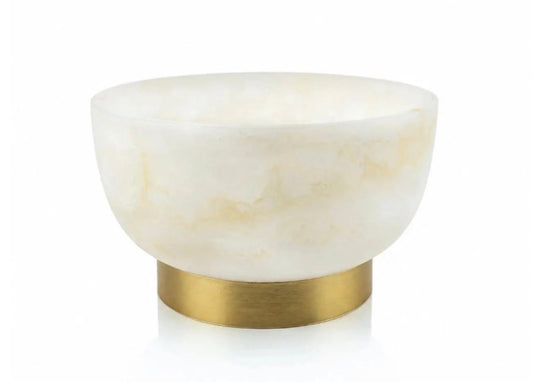 Cream and Gold Resin Salad Bowl with Twisted Gold Servers