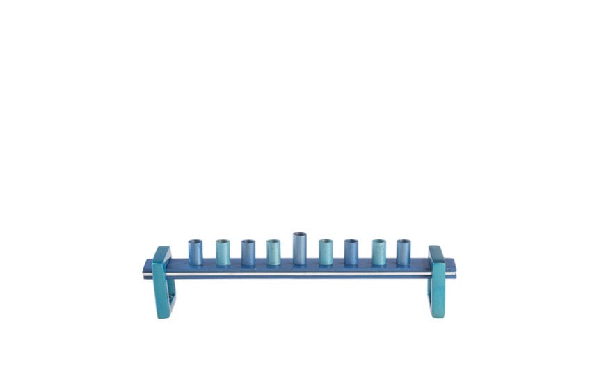 Blue Aluminum Menorah
